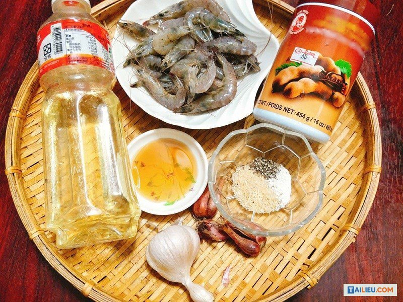 Nguyên liệu làm món tôm rang mặn ngọt