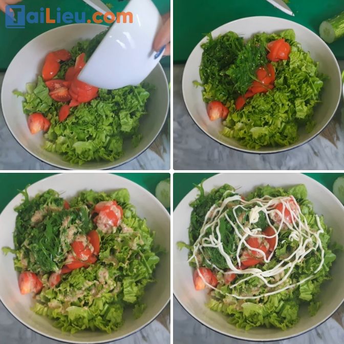 Cách làm salad rau xà lách dưa chuột
