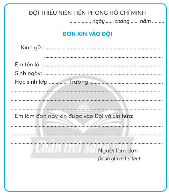 Vở bài tập Tiếng Việt lớp 3 Bài 2: Đơn xin vào Đội trang 35, 36 Tập 1 | Chân trời sáng tạo