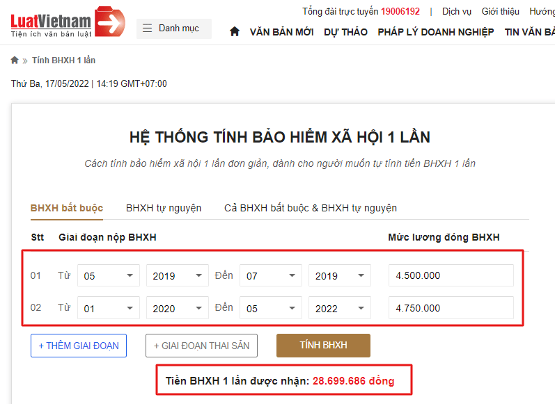 Hướng dẫn cách tính BHXH online