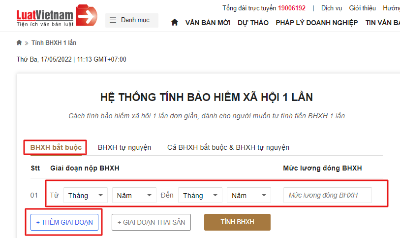 Truy cập hệ thống tính BHXH 1 lần