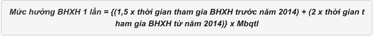Mức hưởng BHXH 1 lần