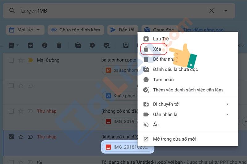 Cách giải phóng dung lượng Gmail