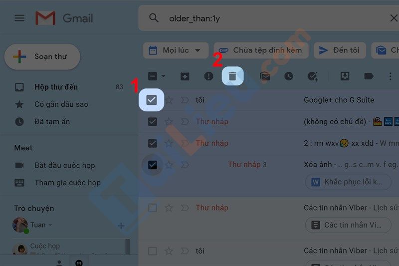 Cách giải phóng dung lượng Gmail