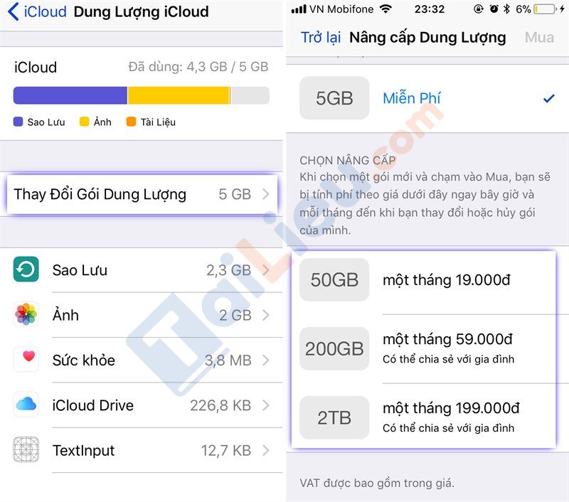 Cách giải phóng dung lượng iCloud