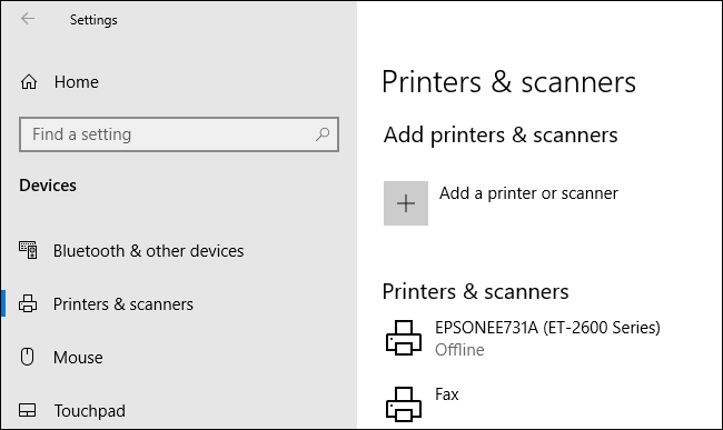 Click vào Printers & Scanners