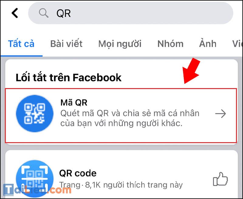 Cách quét mã QR trên Facebook