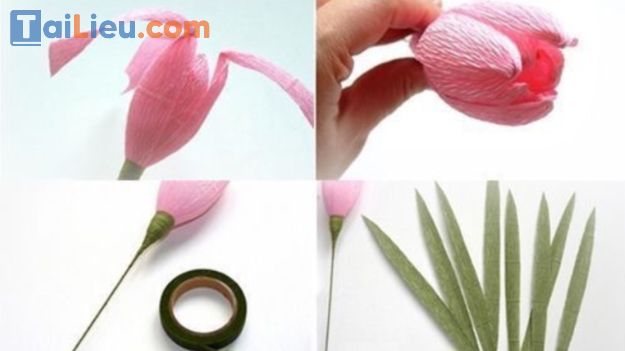 Cách làm hoa tulip bằng giấy nhún