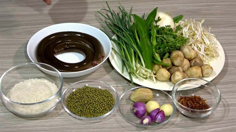 Nguyên liệu món ăn cháo lươn đậu xanh