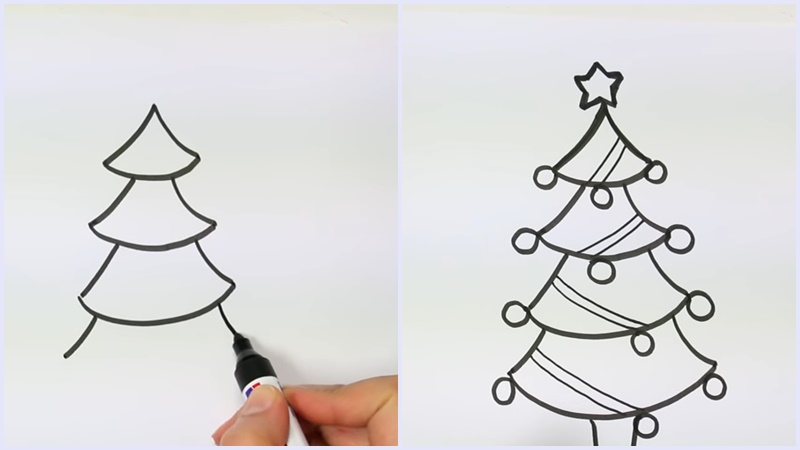 Cách vẽ cây thông Noel bằng giấy