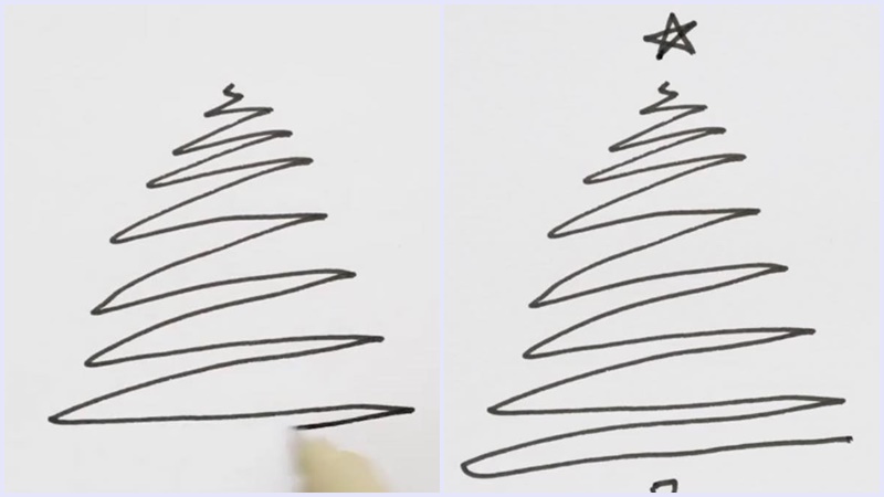 Vẽ cây thông Noel trên giấy đẹp