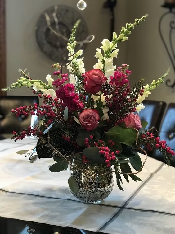 Mẫu cắm hoa lay ơn và hoa hồng 3