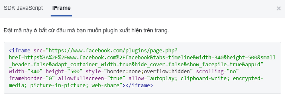 Lấy code fanpage.