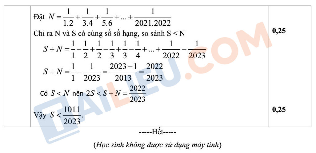 Đáp án đề thi Toán giữa kì 2 lớp 6 năm 2022 - 2023 trường THCS Giảng Võ - Hà Nội
