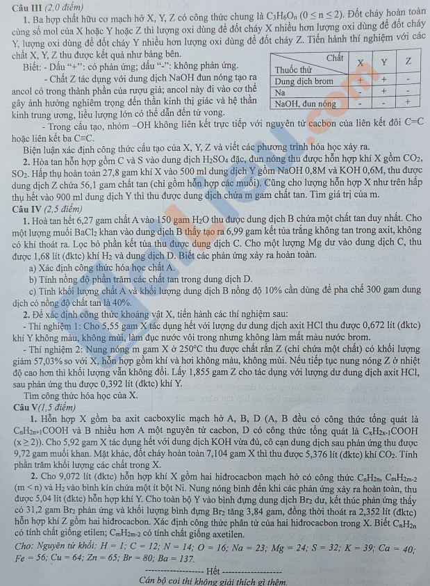 Đề Hóa (chuyên) thi vào 10 Hà Nội năm học 2023 - 2024_2