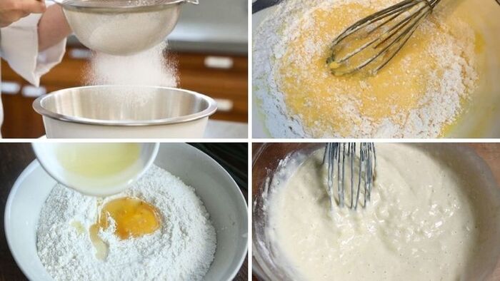 Bước 1: Chuẩn bị bột làm bánh
