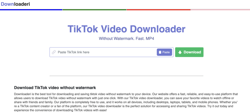 Cách lưu video trên TikTok không có logo bằng website Downloaderi.com