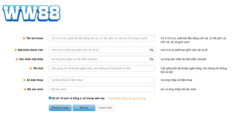 Hướng dẫn đăng ký WW88 nhận 88K chi tiết Hướng dẫn đăng ký WW88 nhận 88K chi tiết